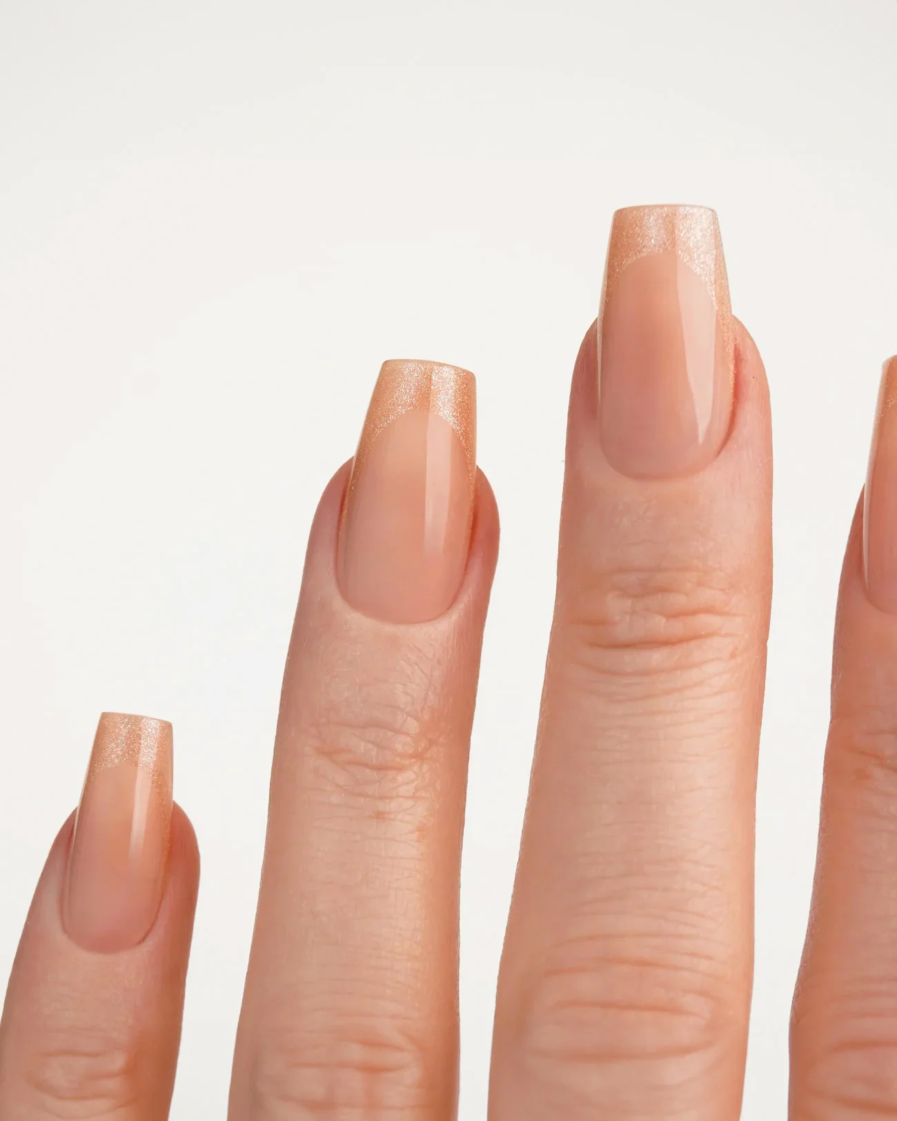 Rosegold Cat Eye French Short Coffin Soft Gel Press Ons