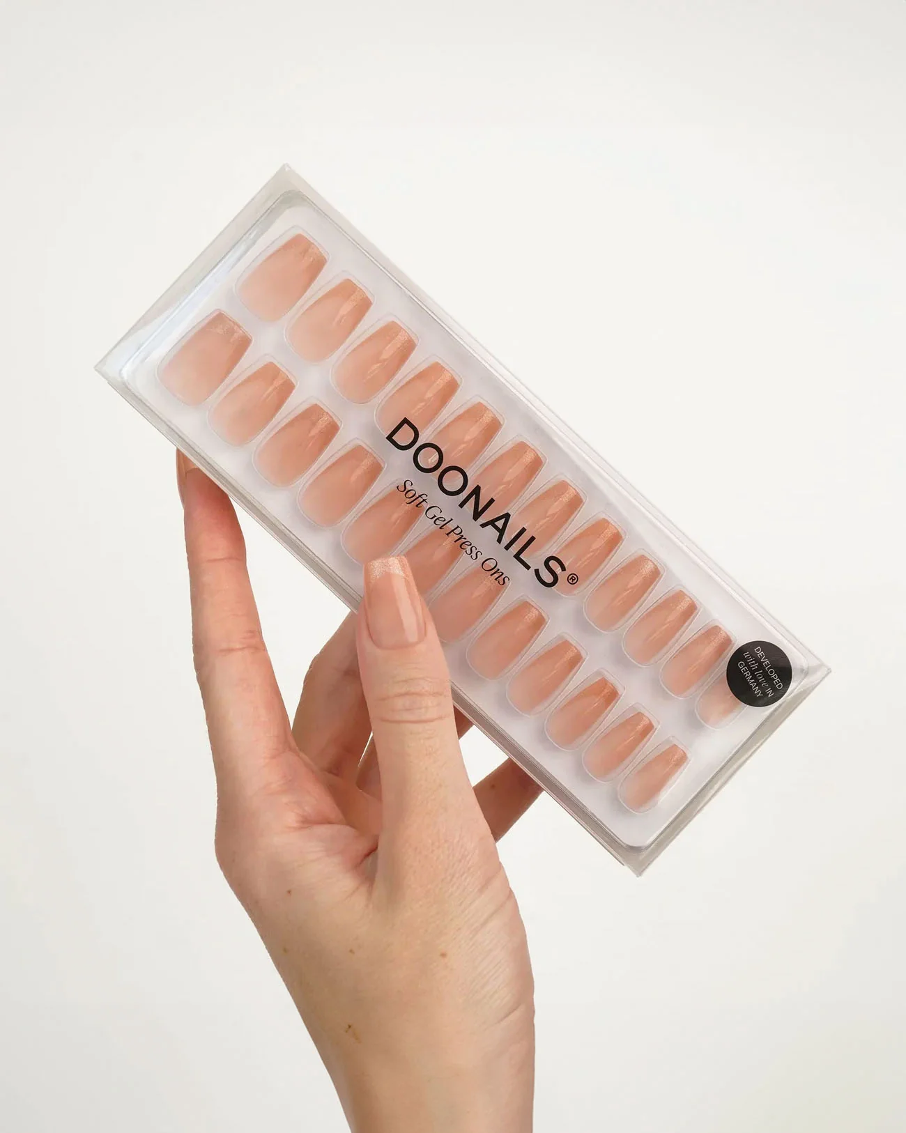 Rosegold Cat Eye French Short Coffin Soft Gel Press Ons