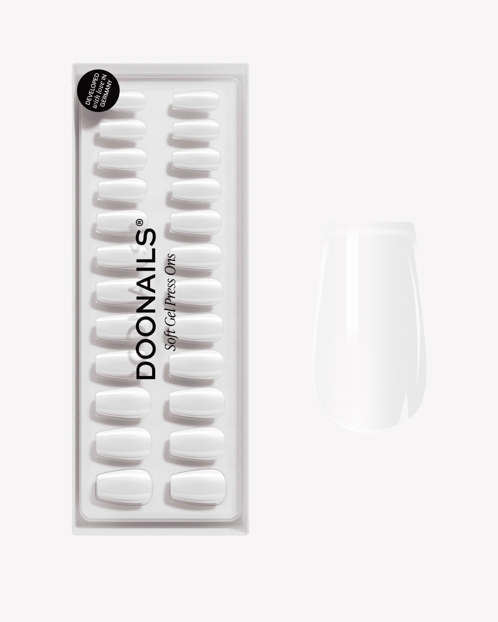Snow White Short Coffin Soft Gel Press Ons