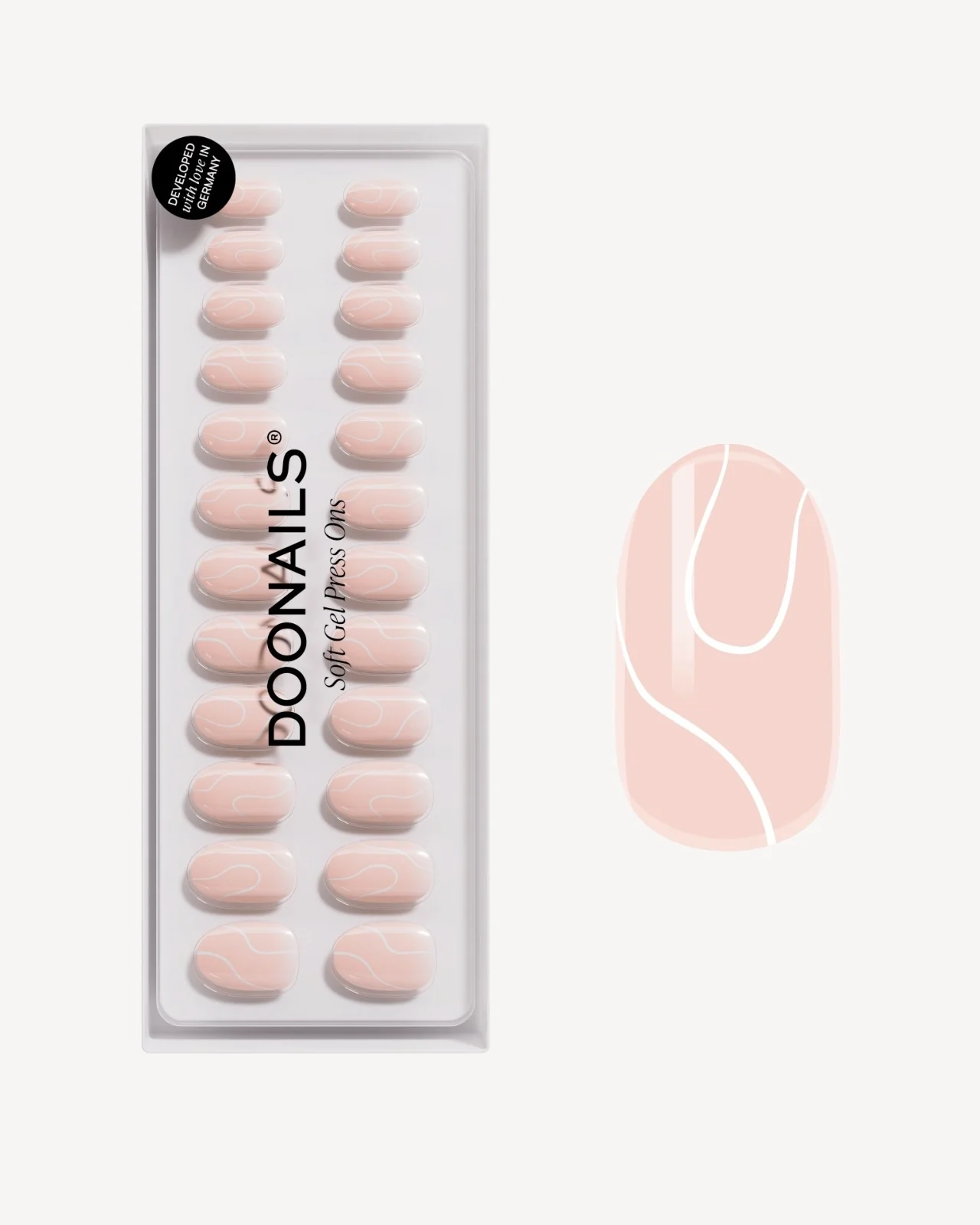 White Swirl Medium Round Soft Gel Press Ons 1 White Swirl Medium Round Soft Gel Press Ons