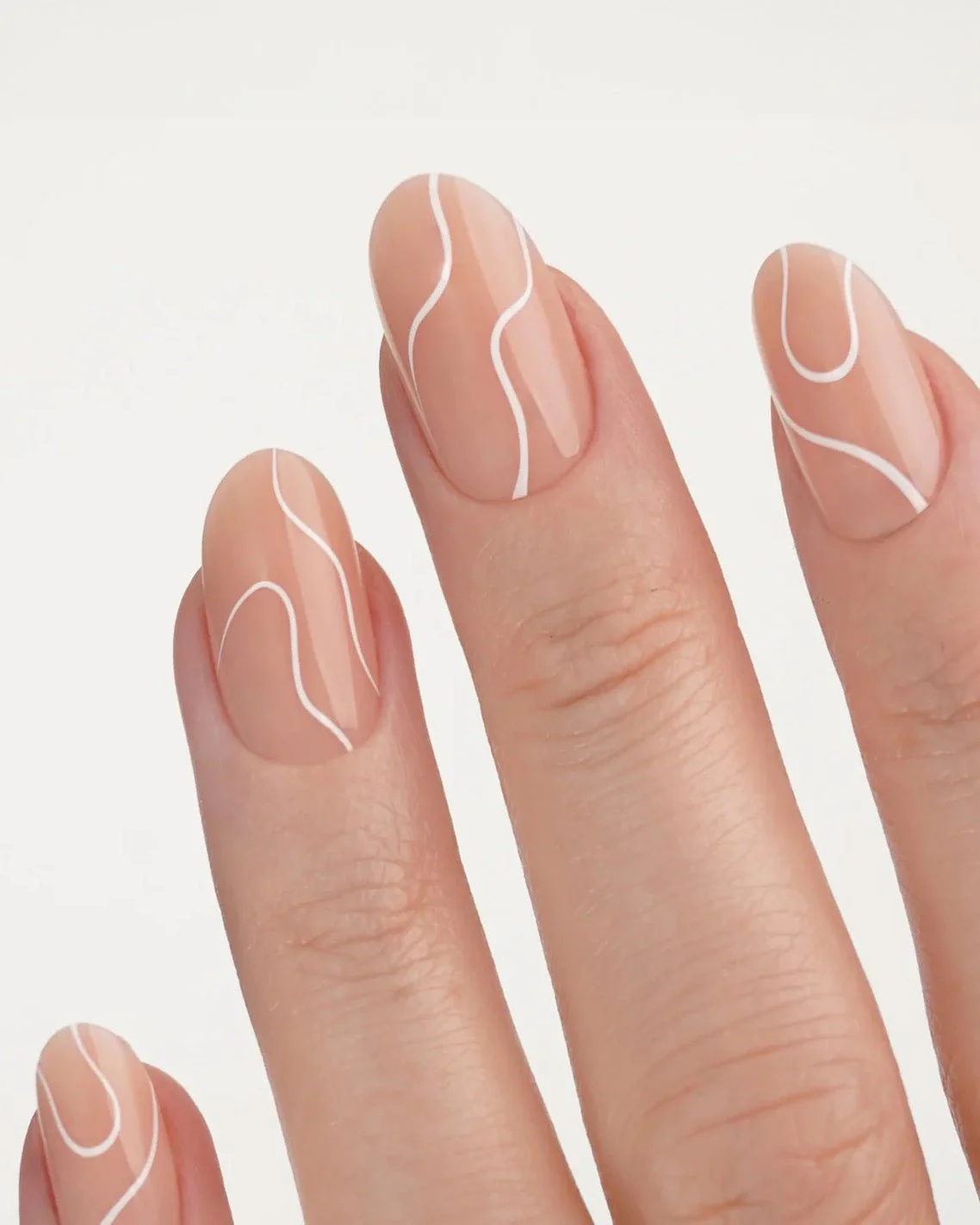 White Swirl Medium Round Soft Gel Press Ons 2 White Swirl Medium Round Soft Gel Press Ons