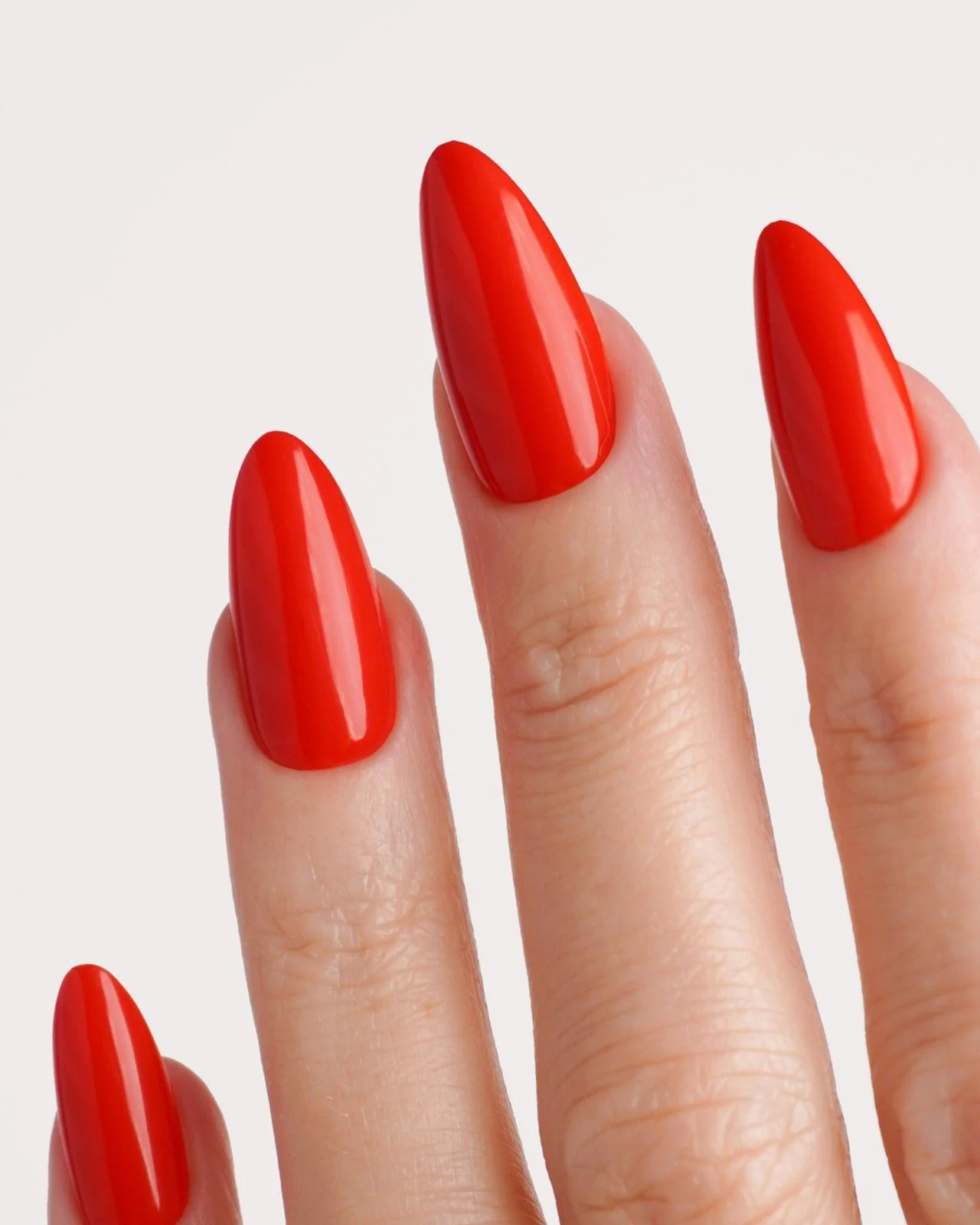 Rose Red Medium Almond Soft Gel Press Ons