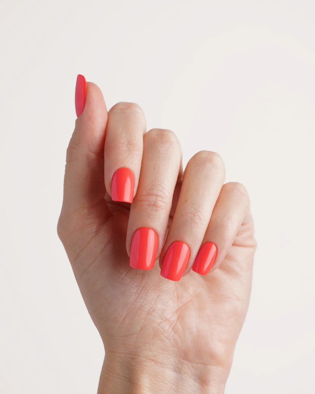 Sunset Coral Short Square Soft Gel Press Ons