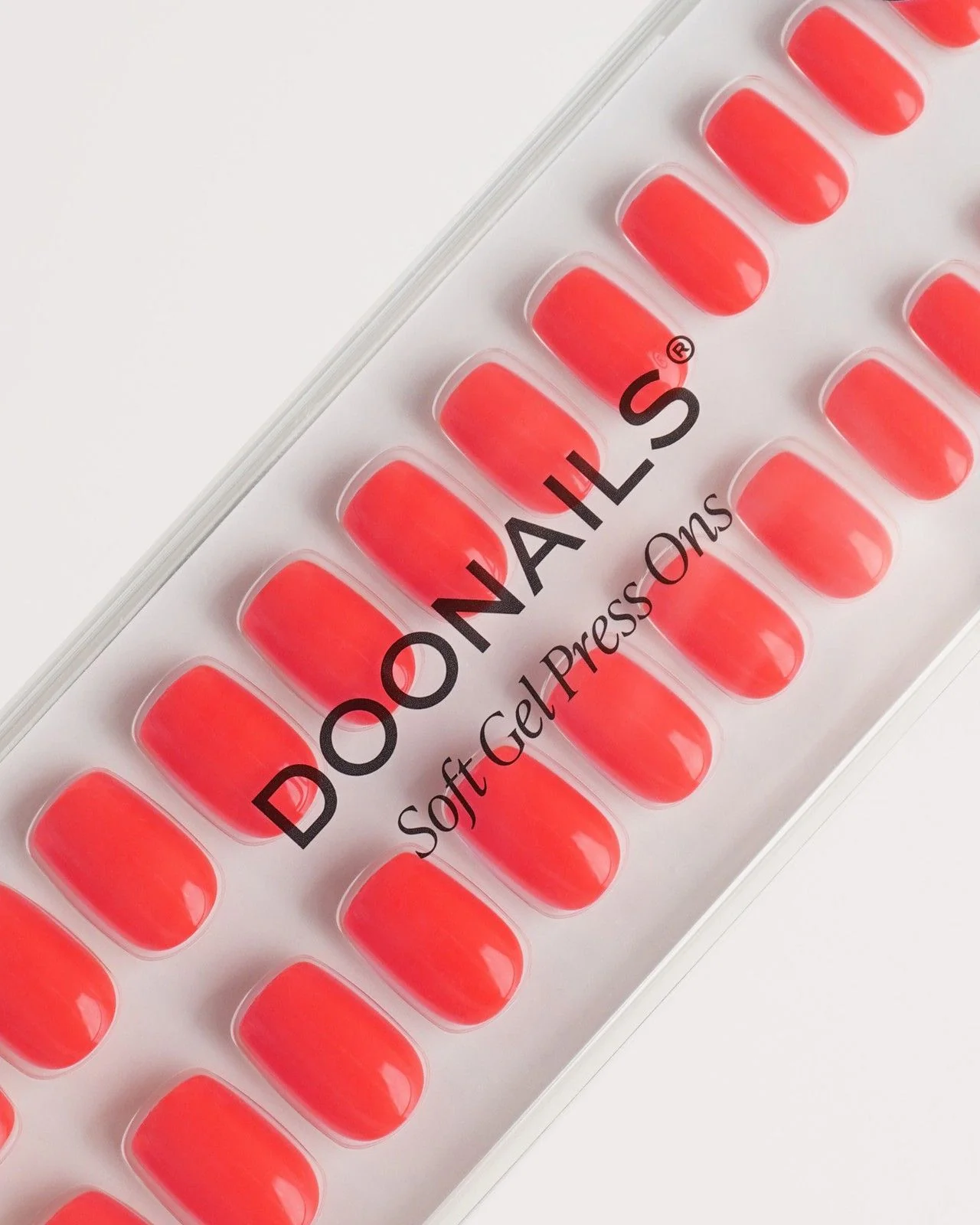 Sunset Coral Short Square Soft Gel Press Ons