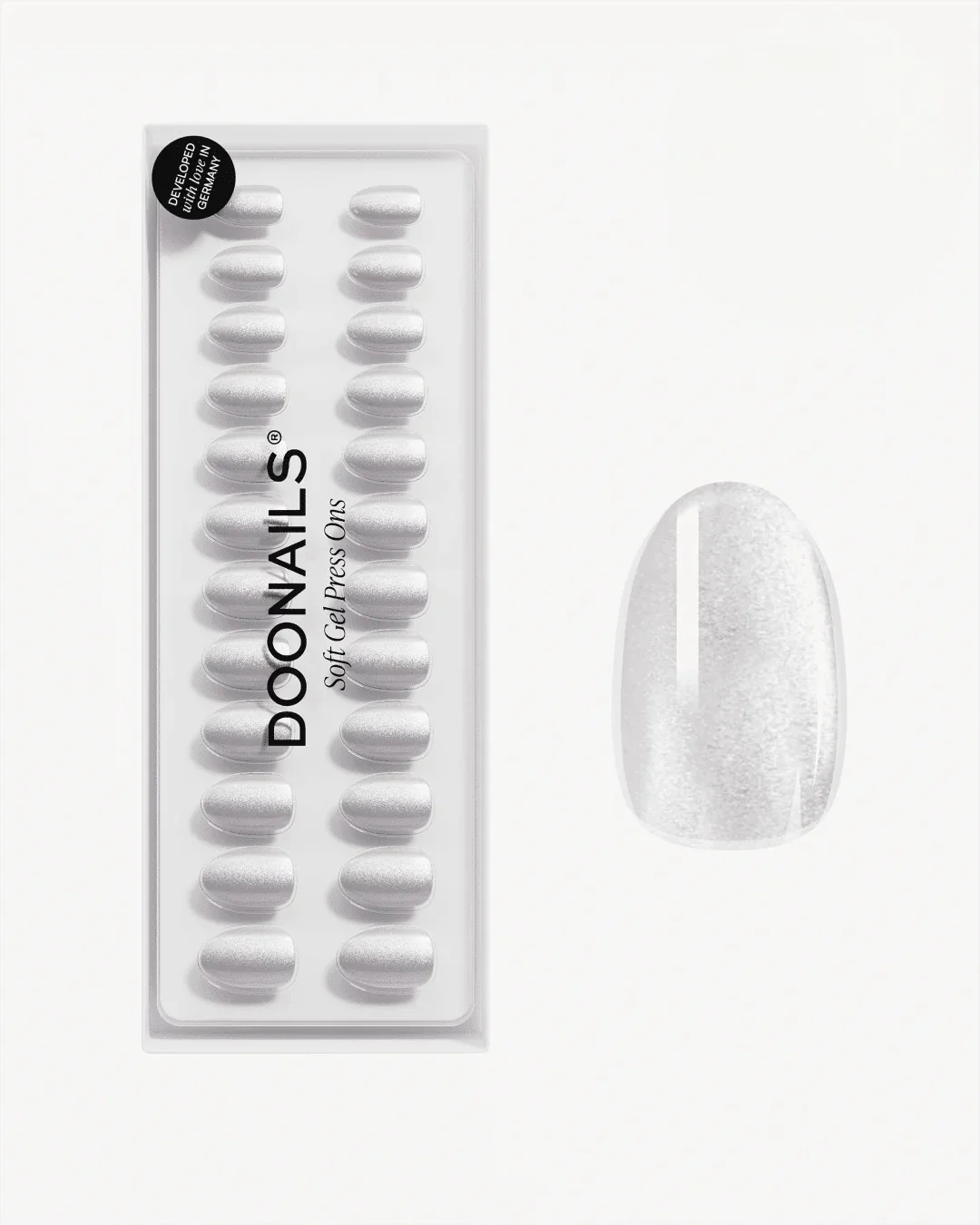 White Cat Eye Short Round Soft Gel Press Ons
