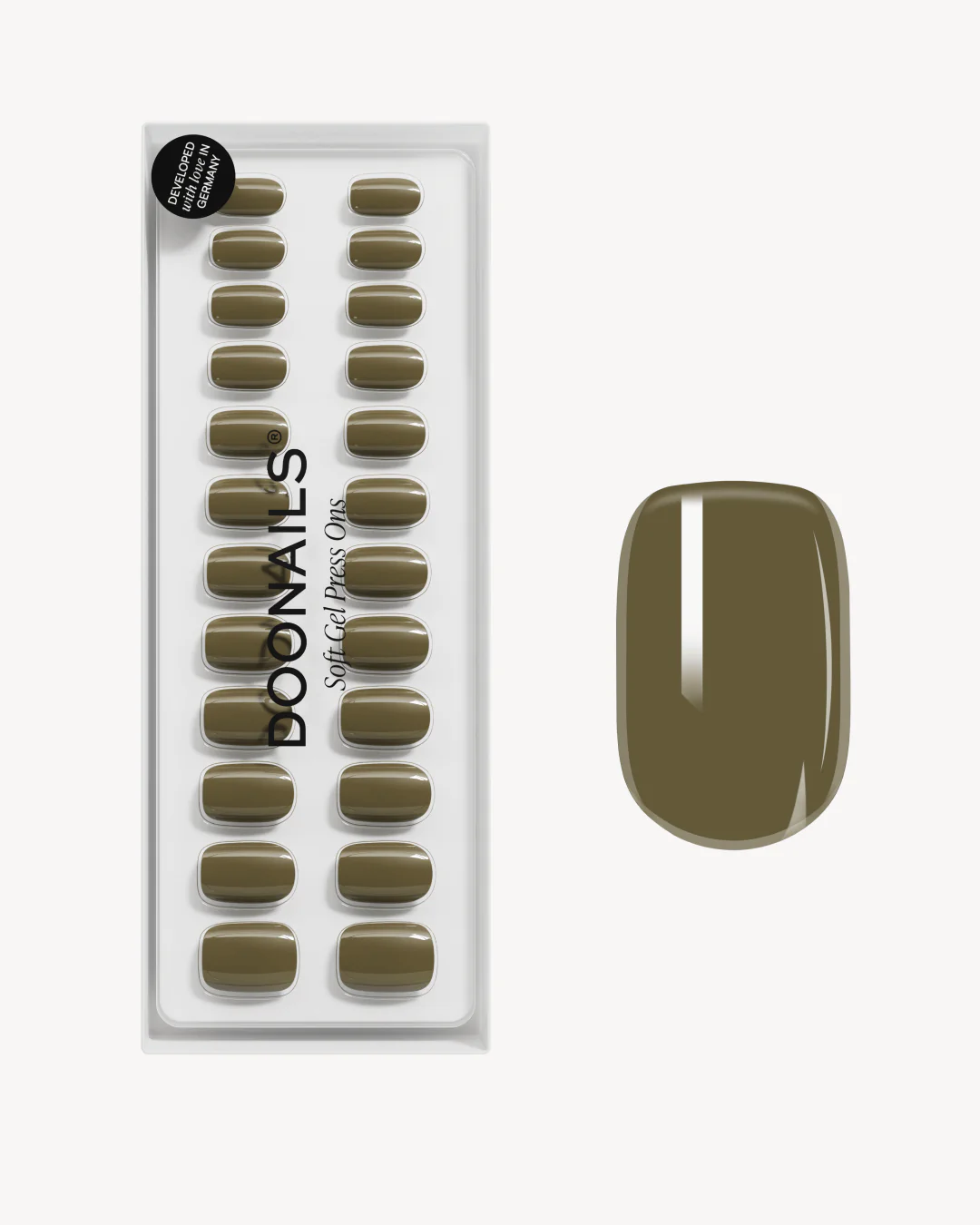 Moss Green Short Square Soft Gel Press Ons