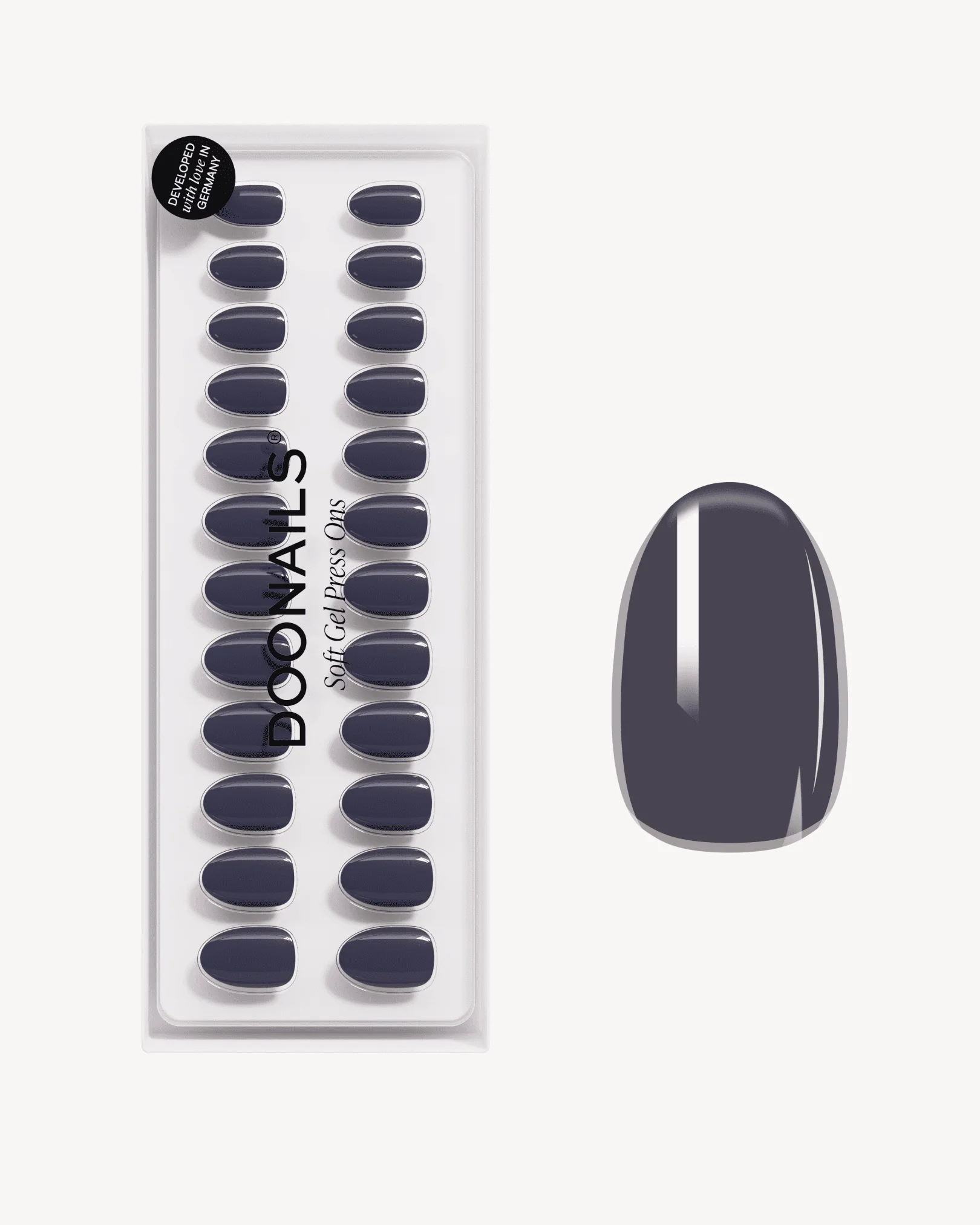 Stormy Grey Short Round Soft Gel Press Ons