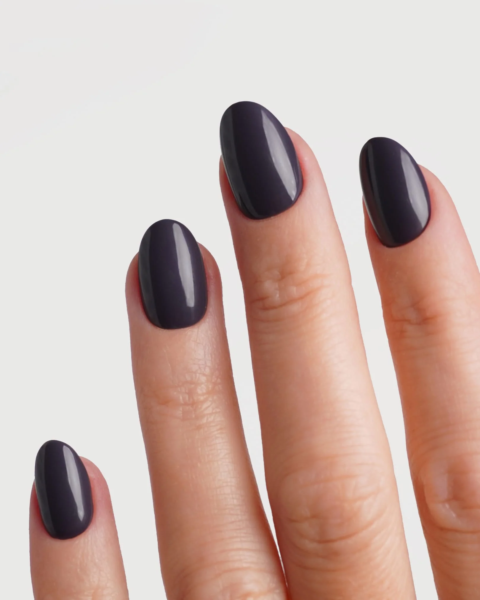 Stormy Grey Short Round Soft Gel Press Ons