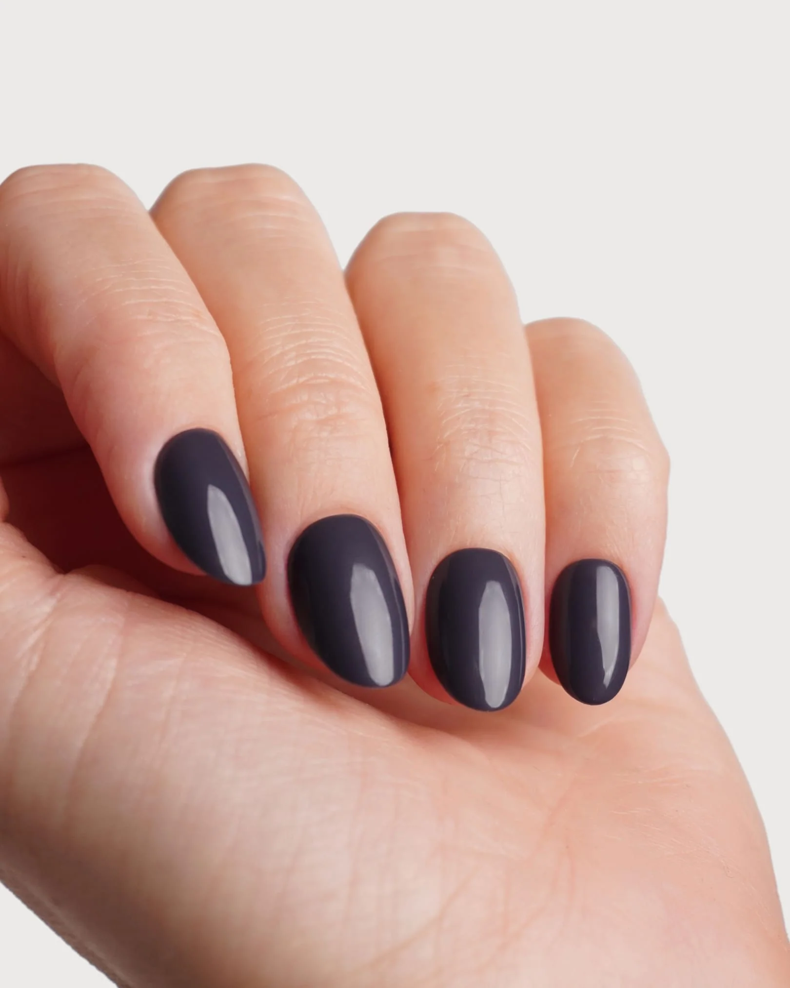 Stormy Grey Short Round Soft Gel Press Ons 4 Stormy Grey Short Round Soft Gel Press Ons