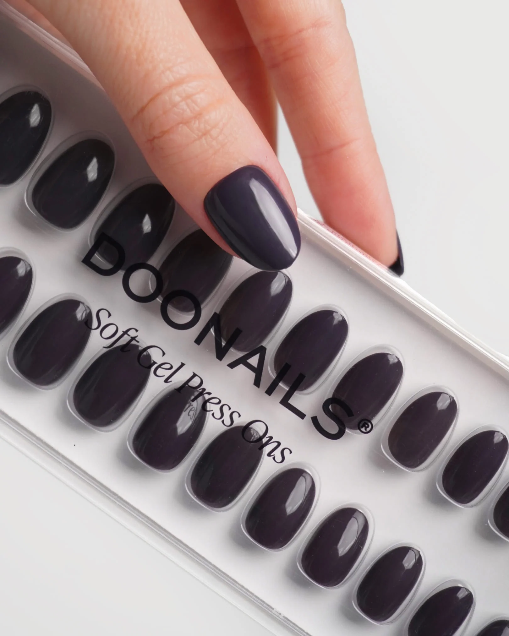 Stormy Grey Short Round Soft Gel Press Ons 5 Stormy Grey Short Round Soft Gel Press Ons