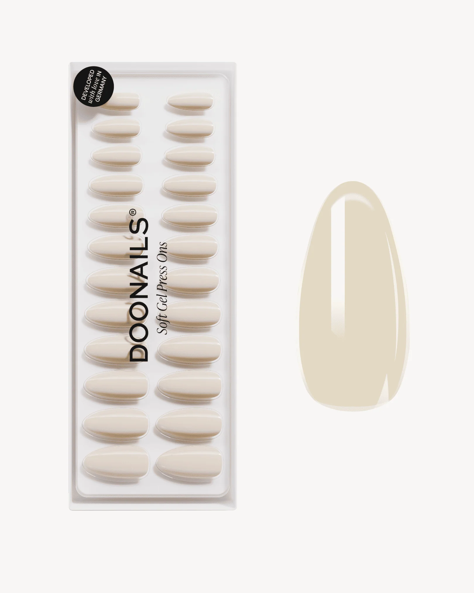 Vanilla Medium Almond Soft Gel Press Ons