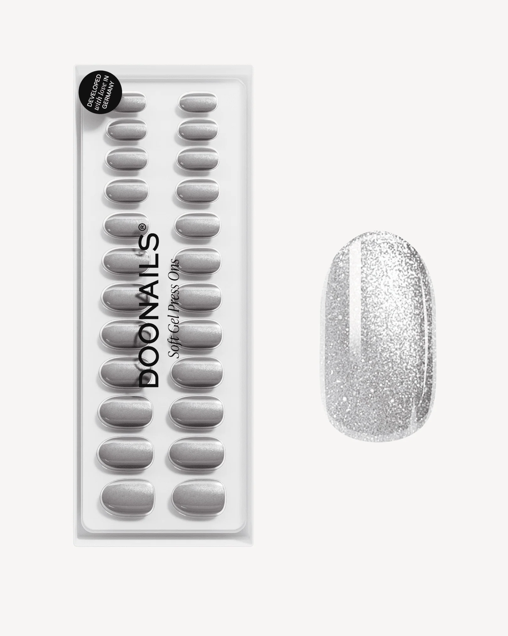 Grey Cat Eye Medium Round Soft Gel Press Ons